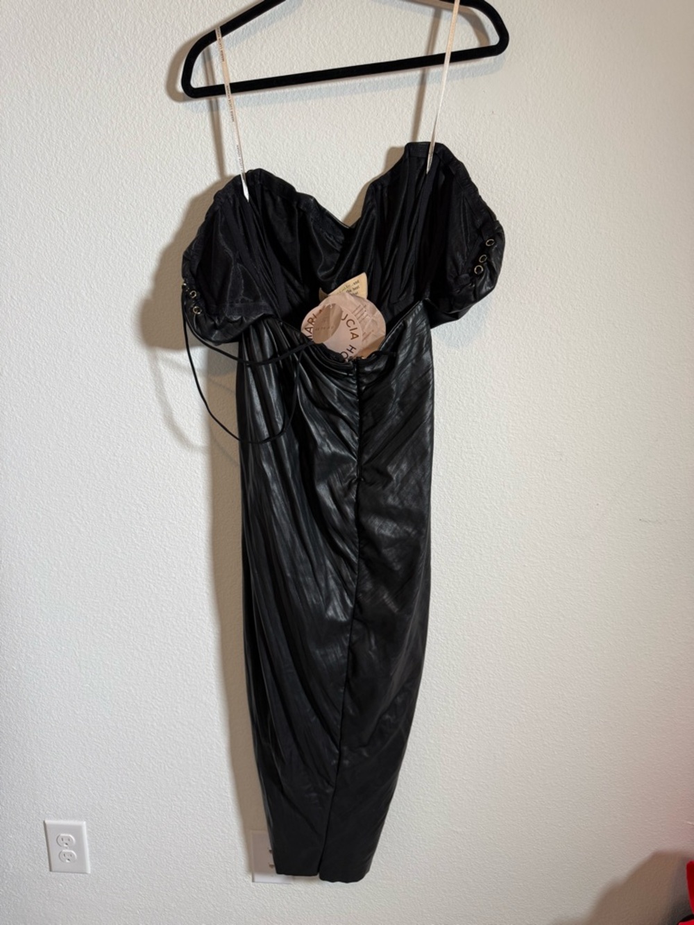Maria Lucia Hohan Abigail Midi Faux Leather Strapless Luxury Evening Cocktail - Picture 4 of 13